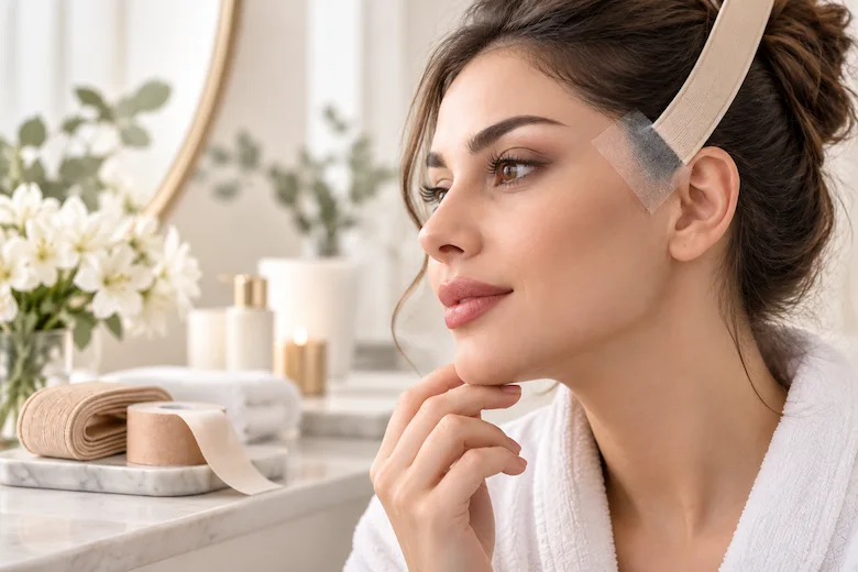 تصویری از چسب و کش لیفت شقیقه